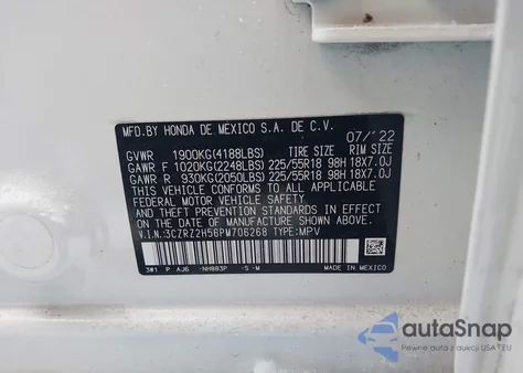 2023 Honda Hr-V Awd Sport from USA, damaged, VIN 3CZRZ2H56PM706268